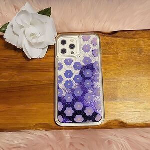 Bebe 🎄phone case with purple glitter and flowers NWOT